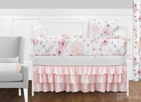 img 1 attached to Watercolor Floral Collection Nursery Decor - Sweet Jojo Designs Large Peel and Stick Wall Mural Decals in Blush Pink, Grey, and White - Set of 2 Sheets