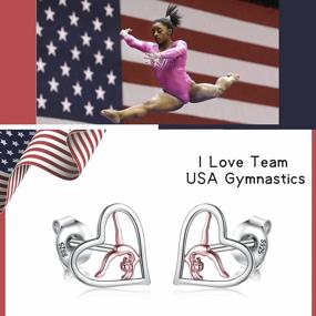 img 1 attached to Rose Gold Flipping Gymnasts Earrings - 925 Silver Gymnast Jewelry For Girls