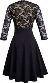img 2 attached to Chic V-Neck Lace Patchwork Flare Party Dress For Women By HOMEYEE (Style A062)