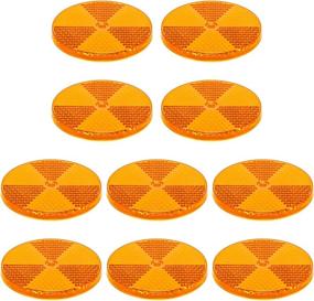 img 4 attached to 10 Pack Front Reflector Round Reflector For Driveway Fence Gate Posts Trailers Safety Reflectors Automobiles Boats Mailboxes Reflector With Center Mounting Hole (Yellow)
