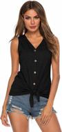 women's sleeveless tie knot button down shirt - casual blouse with curved hemline tops (s-xxl) логотип