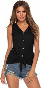 img 4 attached to Women'S Sleeveless Tie Knot Button Down Shirt - Casual Blouse With Curved Hemline Tops (S-XXL)