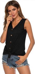 img 3 attached to Women'S Sleeveless Tie Knot Button Down Shirt - Casual Blouse With Curved Hemline Tops (S-XXL)