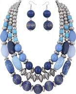 💎 bocar 3 layer chunky statement beaded necklace set: fashion multi layer women collar necklace with earrings logo