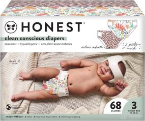 img 4 attached to The Honest Company Clean Conscious Diapers, Wild Thang and Flower Power Prints, Size 3, 68 Count Club Box