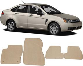 img 1 attached to 🚗 2011-2015 Ford Focus Floor Mats, Front & Rear Beige 4PC Nylon Car Floor Carpets Carpet Liner by IKON MOTORSPORTS, 2012-2014