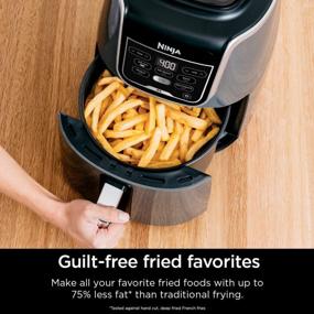 img 2 attached to Ninja AF150AMZ 5.5 Qt Air Fryer XL - Roast, Bake, Reheat & Dehydrate With Dishwasher Safe Nonstick Basket & Crisper Plate + Chef-Inspired Recipe Guide (Grey)