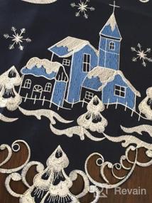 img 7 attached to Navy Blue Table Runner For Christmas: Embroidered 14X108In Village In Snowy Winter Night