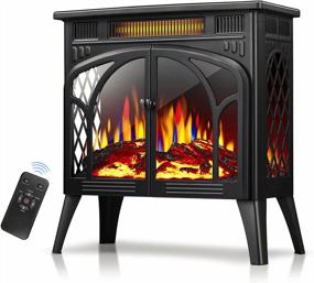 img 4 attached to Kismile 3D Infrared Electric Fireplace Stove Heater With Realistic Flame Effects, Freestanding Portable Indoor Space Heater With Overheating Safety System And Adjustable Brightness