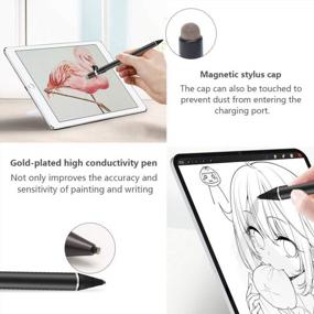 img 3 attached to Active Stylus Pen for Touch Screens - Fine Point Digital Pencil for iPhone, iPad Pro, Air, Mini, Android, and Tablets - Stylish Black Pen (Model: E8910BJ)