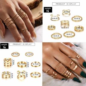 img 1 attached to Bohemian Knuckle Ring Midi Ring Set - 65 Pieces, Vintage Stackable Rings In Hollow Silver And Gold, Fashionable Finger Knuckle Midi Rings For Women By LOYALLOOK