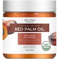 organic red palm oil 4 oz cold pressed food and cosmetic grade in jar - extra virgin for skincare and haircare use - usda certified - get results today! logo