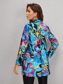 img 3 attached to Women'S Graphic Print Blazer Jacket - WDIRARA Long Sleeve Open Front Multicolored