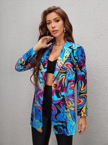 img 2 attached to Women'S Graphic Print Blazer Jacket - WDIRARA Long Sleeve Open Front Multicolored