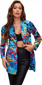 img 4 attached to Women'S Graphic Print Blazer Jacket - WDIRARA Long Sleeve Open Front Multicolored
