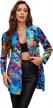 women's graphic print blazer jacket - wdirara long sleeve open front multicolored logo