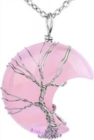 img 4 attached to Stylish Tree Of Life Crescent Necklace With Natural Gemstones And Healing Crystals