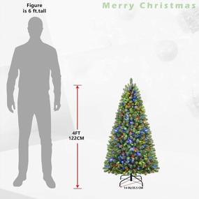 img 3 attached to SHareconn 4Ft Prelit Premium Artificial Hinged Christmas Tree With 170 Warm White & Multi-Color Lights, 414 Branch Tips And Foldable Metal Stand, Perfect Choice For Xmas Decoration, 4 FT