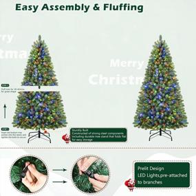 img 2 attached to SHareconn 4Ft Prelit Premium Artificial Hinged Christmas Tree With 170 Warm White & Multi-Color Lights, 414 Branch Tips And Foldable Metal Stand, Perfect Choice For Xmas Decoration, 4 FT