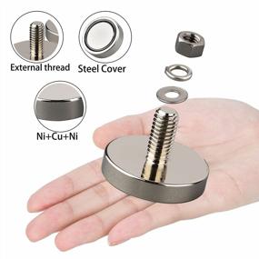 img 2 attached to MUTUACTOR 2PCS Super Strong Neodymium Magnets,150Lb Heavy Duty Round Magnets With Anti-Scratch Rubber Cover And 1/4''-20 Male Threaded Stud For Camera,Led Lighting,Tripod,Ball Head,Sensor…