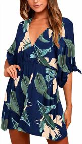 img 3 attached to Meenew Women's Summer Casual Loose Tunic 👗 Swing Dress: The Perfect V Neck Short Vacation Dress