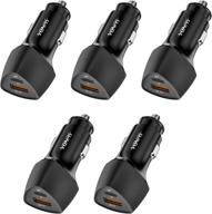 (5pack) sunda usb c fast car charger 36w dual ports pd&amp logo