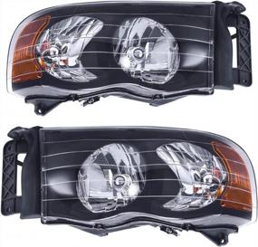 img 4 attached to OEdRo Headlight Assembly Replacement For 2002-2005 Dodge Ram 1500 2500 3500 Pickup Truck, Headlamp With Amber Reflector, Clear Lens Black Housing