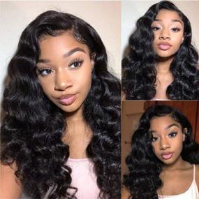 img 4 attached to Get Ready To Slay With BLY 13X4 Loose Deep Wave Frontal Wig - 18 Inches, Pre-Plucked, 150% Density, Natural Black, Glueless And Baby Hair For Black Women
