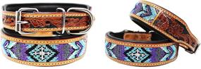 img 1 attached to Premium Hand Tooled Leather Dog Collar with Beaded Design - CHALLENGER 60124