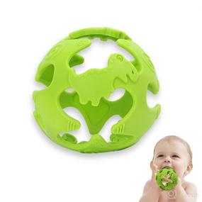 img 4 attached to Green Silicone Baby Teething Toy - Dinosaur Shape, BPA-Free Sensory Teether Toy
