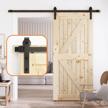 skysen 7ft single sliding barn door hardware kit - 4ft-13ft available - smooth and quiet operation - easy to install - black (j shape) logo