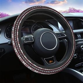 img 4 attached to 🐎 Swono Boho Steering Wheel Cover - Abstract Folk Americans Horse Ethnic Style, Universal 15 Inch Auto Neoprene Case, Anti-Slip Car Wheel Protector for Men and Women