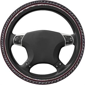 img 3 attached to 🐎 Swono Boho Steering Wheel Cover - Abstract Folk Americans Horse Ethnic Style, Universal 15 Inch Auto Neoprene Case, Anti-Slip Car Wheel Protector for Men and Women