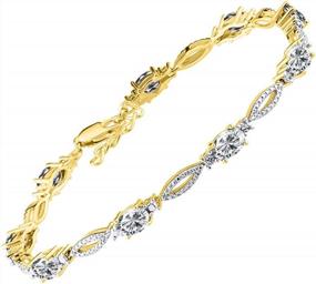 img 4 attached to 925 Silver Tennis Bracelet With Gemstone & Diamonds, Adjustable 7"-8" Women'S Bracelet Jewelry W/ 9 Gorgeous 6X4MM Birthstones