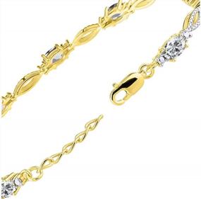 img 2 attached to 925 Silver Tennis Bracelet With Gemstone & Diamonds, Adjustable 7"-8" Women'S Bracelet Jewelry W/ 9 Gorgeous 6X4MM Birthstones