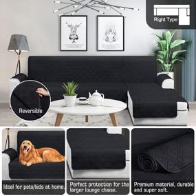 img 2 attached to TAOCOCO Waterproof Sectional Couch Covers L Shaped Sofa Covers Chaise Lounge Cover 3Pcs Reversible Sofa Covers For Sectional Sofa Pet Kids Furniture Protector With Elastic Straps(Large, Black)