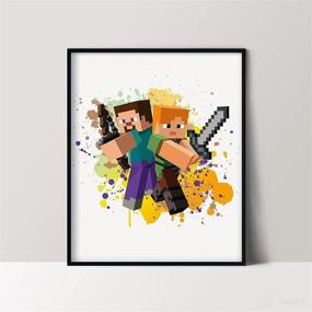 img 2 attached to Pixel Mine Game Posters - 8x10 Inches UNFRAMED Set of 6 by GROUP DMR, Boys Room Decor, Gamer Themed Wall Art, Video Game Gaming Watercolor Prints, Fun Wall Decor for Boys, Pictures for Bedroom