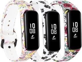 img 4 attached to 3 Pack Pattern Replacement Bands for Samsung Galaxy Fit 2 SM-R220: Stylish Waterproof Wristbands for Men and Women