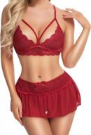3-piece lace bralette and mini skirt lingerie set with g-string for women by klier логотип