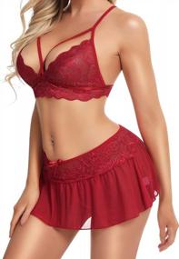 img 3 attached to 3-Piece Lace Bralette And Mini Skirt Lingerie Set With G-String For Women By Klier