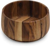 acacia wood salad bowl with tulip design by ironwood gourmet logo