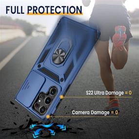 img 1 attached to 📱 Goton Samsung Galaxy S22 Ultra Case: Slide Camera Cover, Magnetic Ring Kickstand, Car Mount Compatible (Blue)