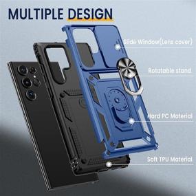 img 2 attached to 📱 Goton Samsung Galaxy S22 Ultra Case: Slide Camera Cover, Magnetic Ring Kickstand, Car Mount Compatible (Blue)