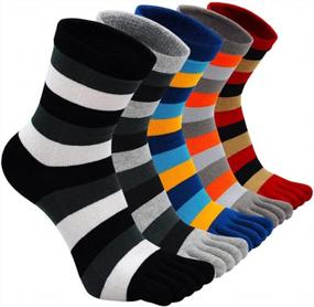 img 4 attached to Premium Cotton Five-Finger Crew Toe Socks For Men - Ideal For Running And Casual Wear - CaiDieNu