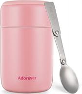 adorever leakproof thermos for hot food – vacuum insulated food jars with spoon for kids and adults, 17oz/25oz, soups, pink logo