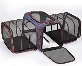 img 4 attached to Airline Approved Expandable Pet Carrier with Removable Fleece Pad for Cats, Dogs & Small Animals - TSA Approved Cat Carrier, Large Pet Carrier