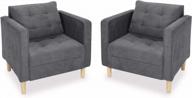 mid century modern upholstered fabric accent chair set of 2 - comfy reading chairs for living room, studio office, bedroom | sthouyn grey logo