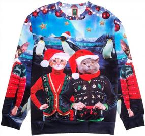 img 4 attached to Men'S/Women'S Cat Ugly Christmas Sweater Funny Sweatshirt Tstars