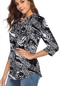img 2 attached to Women'S 3/4 Sleeve Floral V Neck Tops Tunic Blouse Loose Shirt Casual Summer Style 008