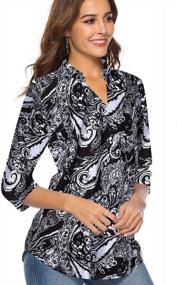 img 3 attached to Women'S 3/4 Sleeve Floral V Neck Tops Tunic Blouse Loose Shirt Casual Summer Style 008